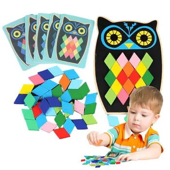 Деревянная рыбка, Сова, Блок в форме животного, головоломка, Цветная карточка, соответствующая зрительно-моторной координации, игрушки для раннего развития