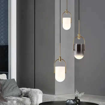 Современные светодиодные подвесные светильники из стекла Скандинавского градиентного цвета, Подвесной светильник для прикроватной тумбочки, Декор для гостиной, столовой, Подвесной светильник