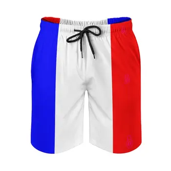 Аниме мужские пляжные шорты флаг Франции флаг Франции свободные упругие причинно-следственной премиум Мужские шорты свободные регулируемой утяжкой Breathabl