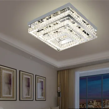 Хрустальный Потолочный Светильник LED Лампа для гостиной, Квадратная Атмосфера Дома, Современная минималистичная лампа для Спальни