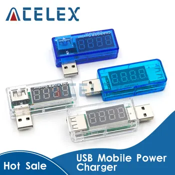 Цифровой измеритель тока зарядки мобильного устройства USB, измеритель напряжения, Мини-USB зарядное устройство, вольтметр, амперметр, прозрачный
